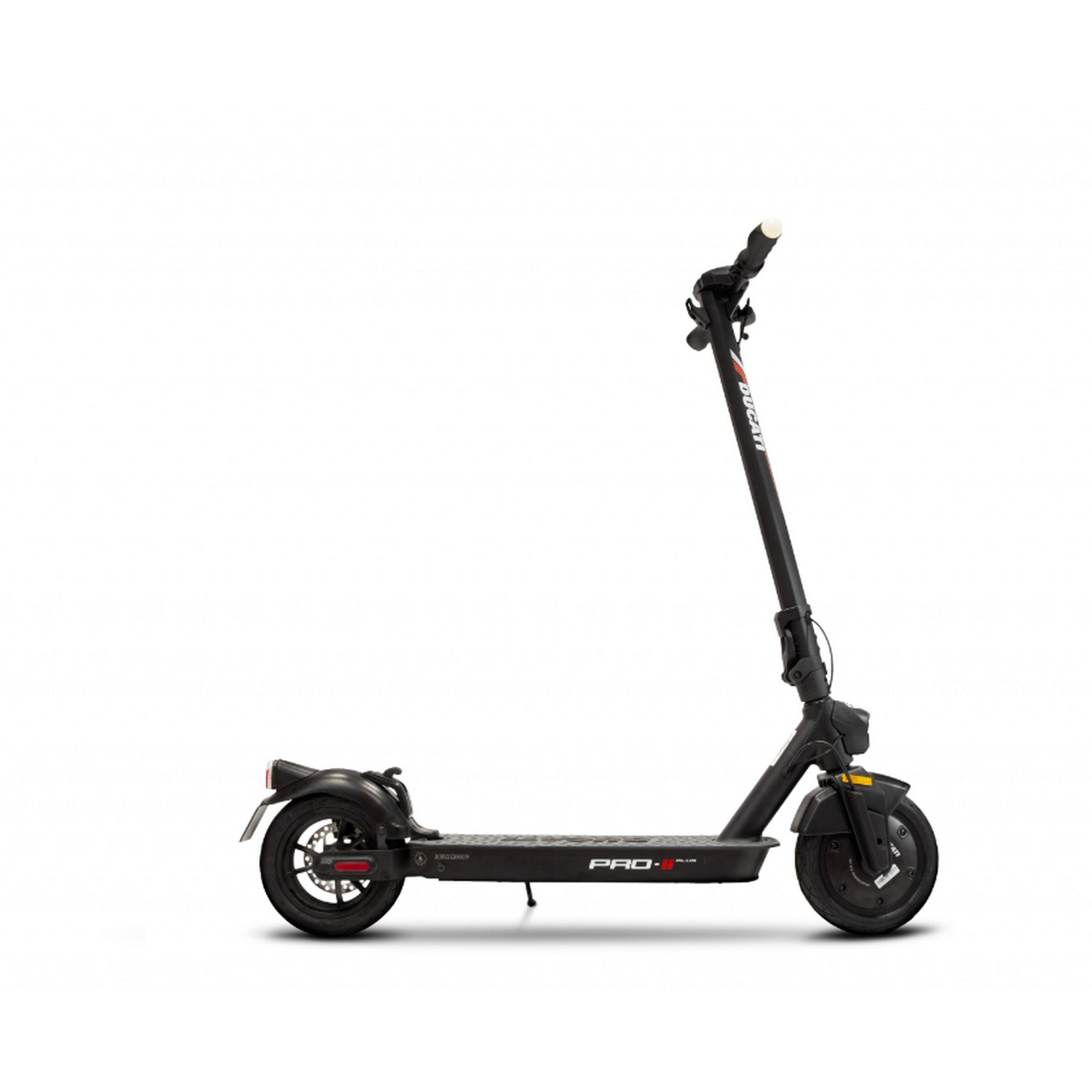 Patinete eléctrico - Ducati PRO II DU-MO-210005, 350W, 100 kg, 25 km/h, 35 km autonomía, Suspensión trasera, Luces LED, Plegable, IPX4, Negro