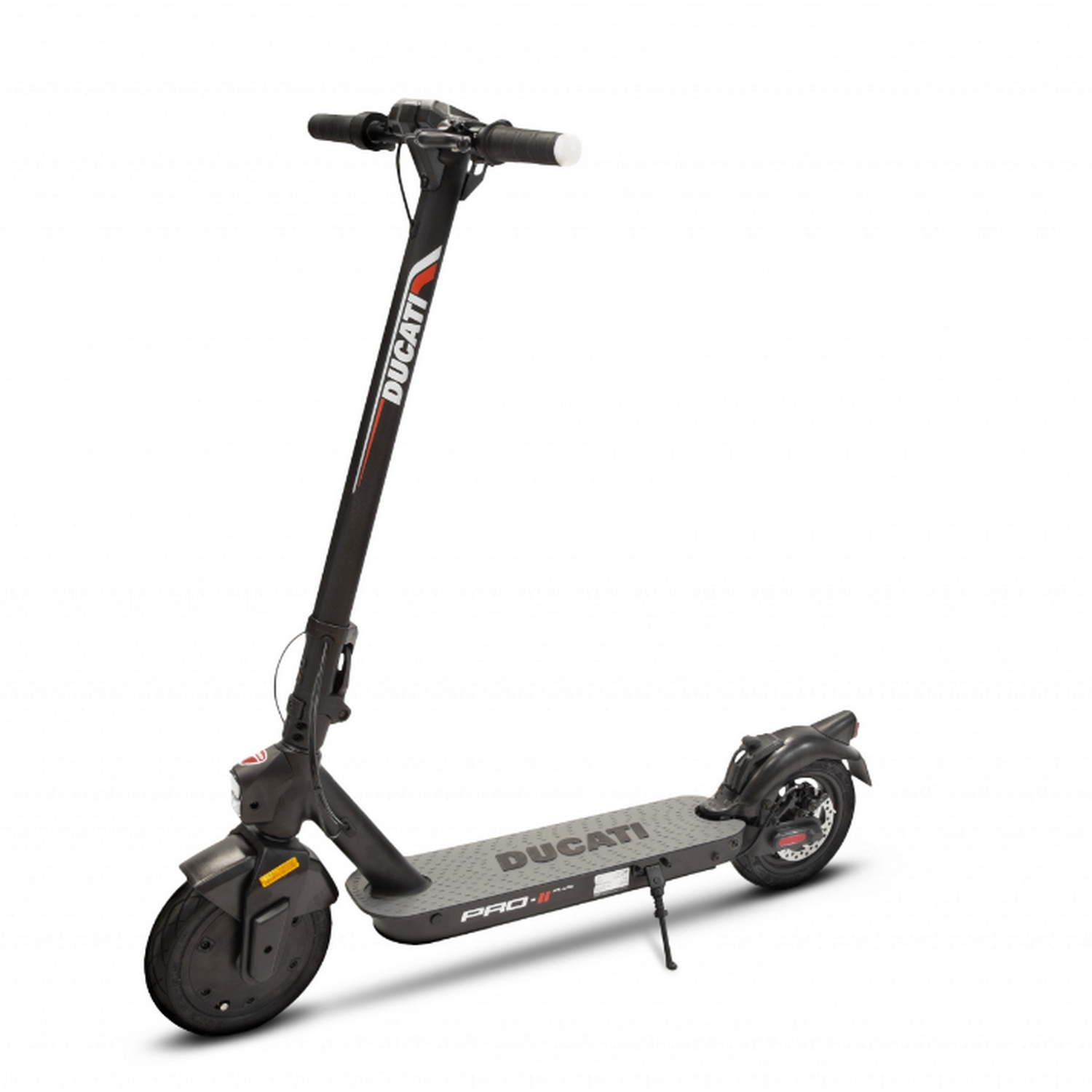 Patinete eléctrico - Ducati PRO II DU-MO-210005, 350W, 100 kg, 25 km/h, 35 km autonomía, Suspensión trasera, Luces LED, Plegable, IPX4, Negro