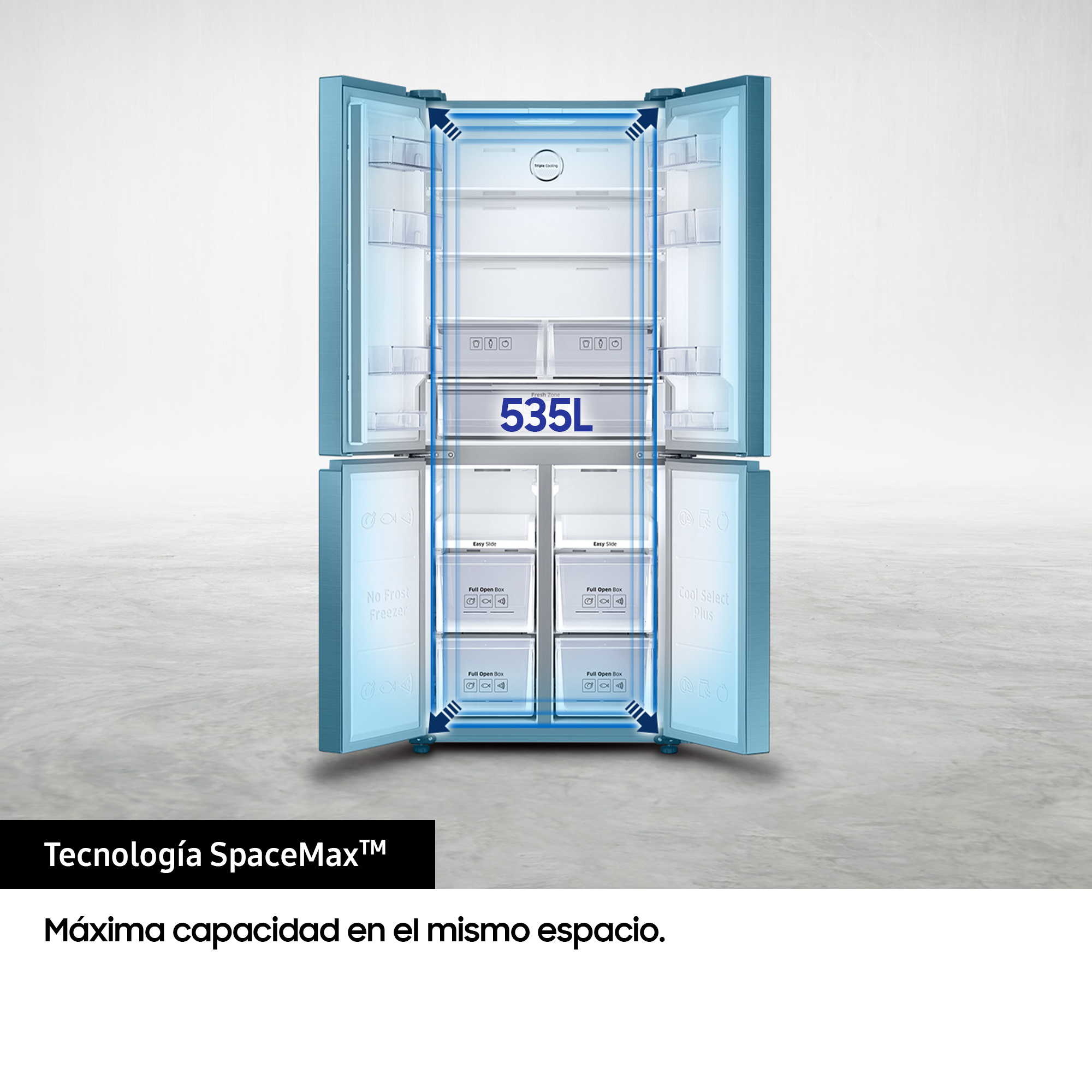 Frigorífico americano - Samsung RF50N5970B1, 486 l, Triple Metal Cooling, Grafito