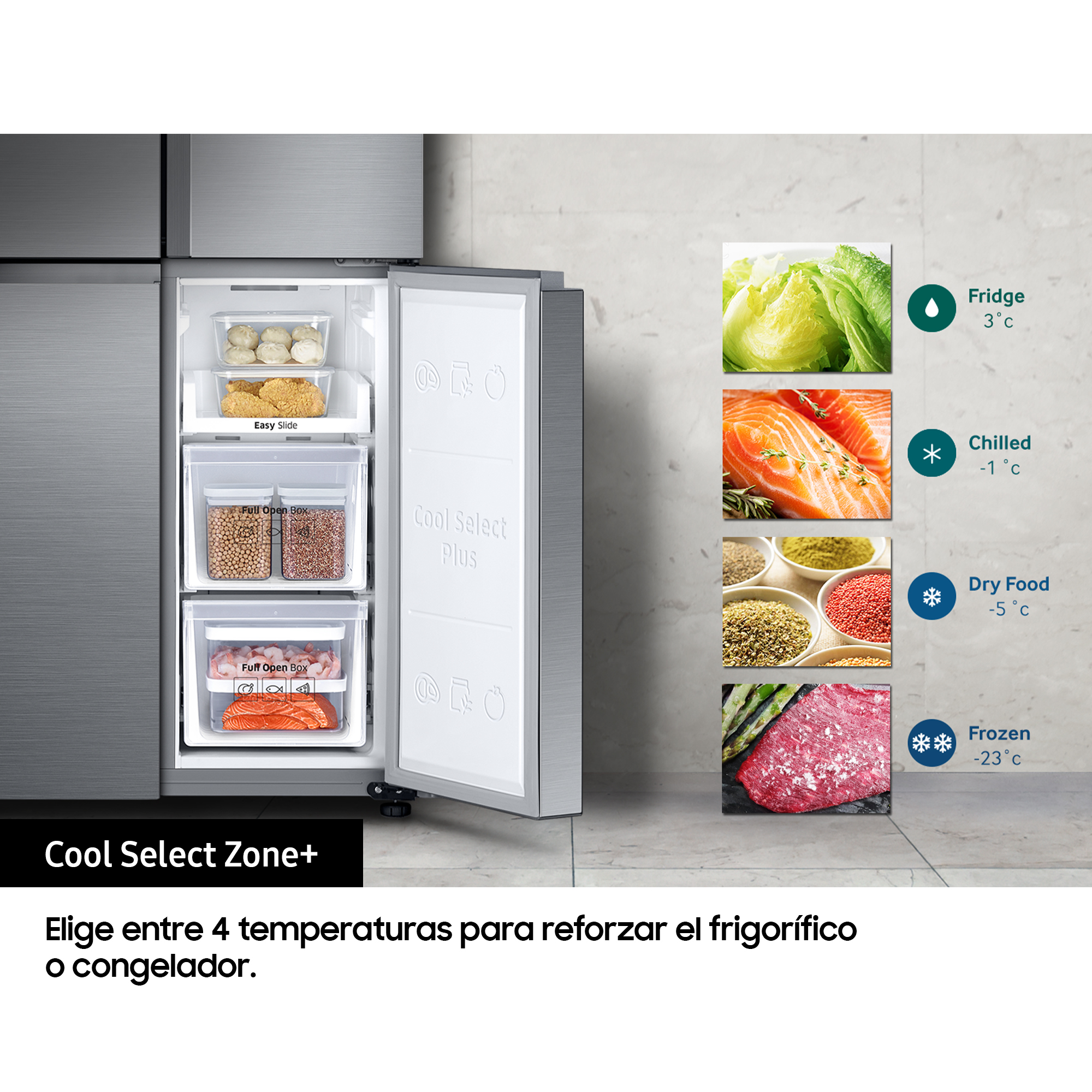 Frigorífico americano - Samsung RF50N5970B1, 486 l, Triple Metal Cooling, Grafito
