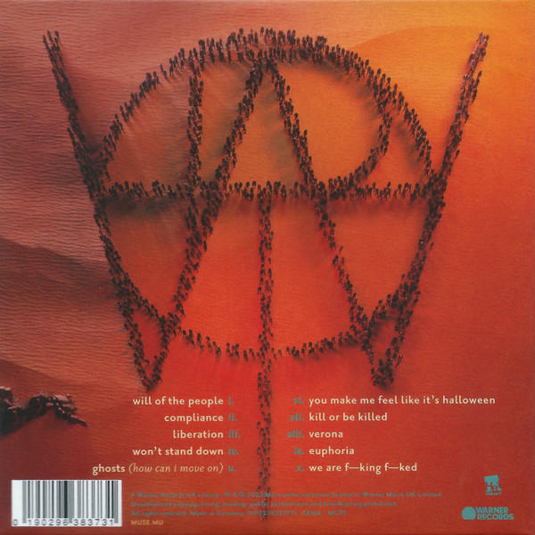Rückseite eines Musikalbums mit einer Form aus Personen.
