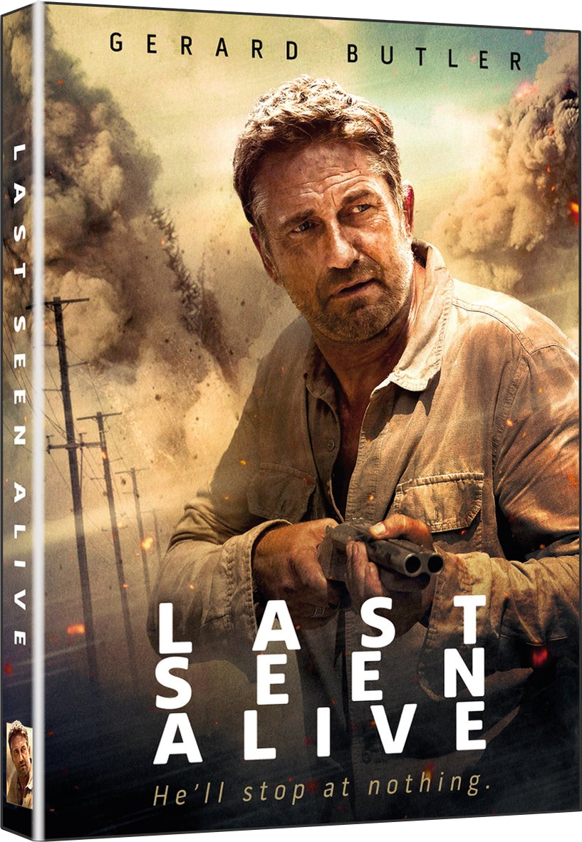 Couverture de film : Gerard Butler, tenant une arme. Titre : Last Seen Alive.