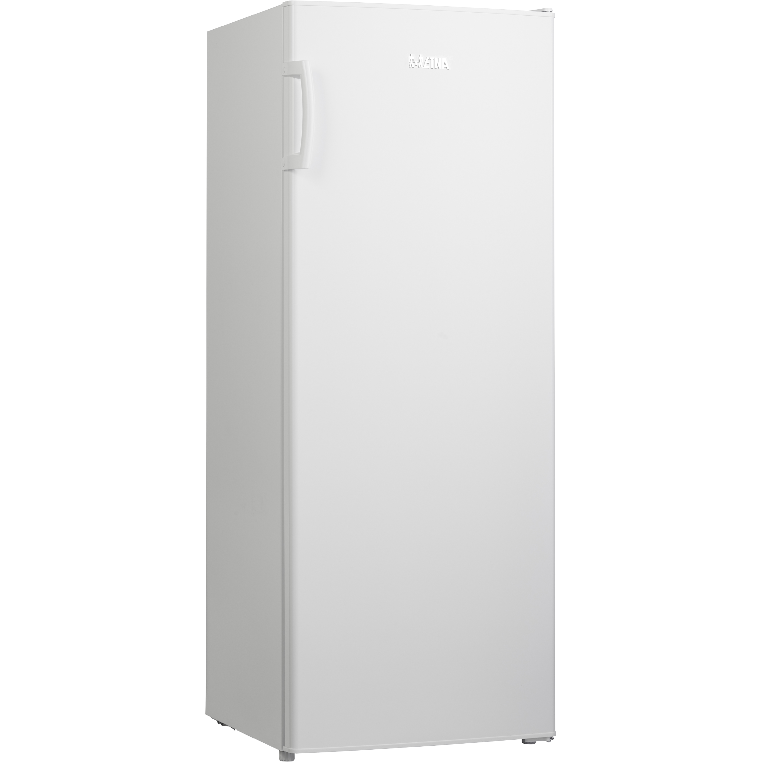 White tall refrigerator on a white background.