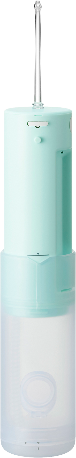 Hydropulseur menthe et blanc, avec réservoir d'eau transparent.