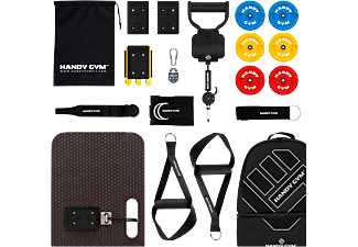 Sistema de poleas inerciales - Handy Gym Pro, Conexión electrónica, Regulador de cuerda, Negro