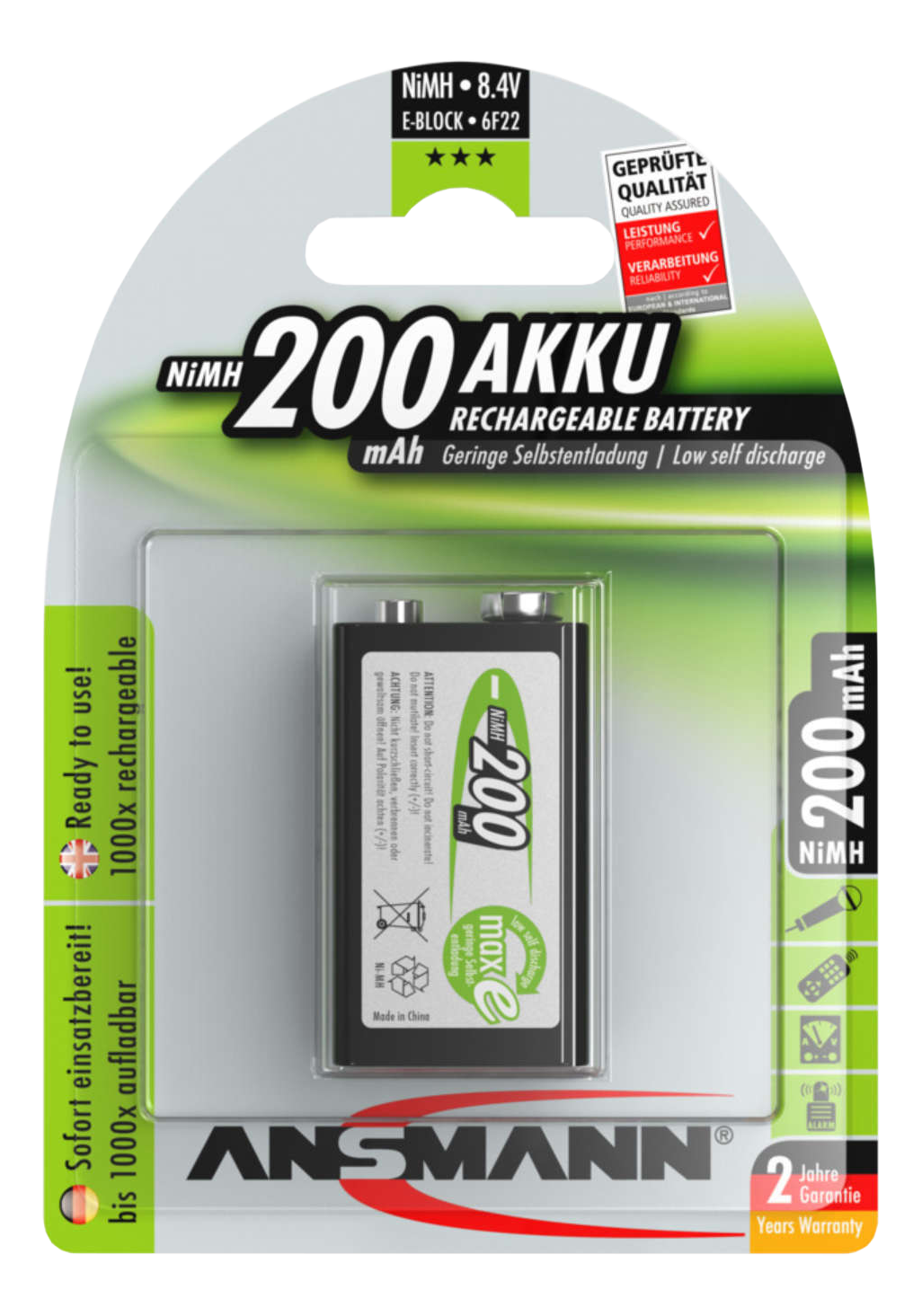 ANSMANN maxE 9V E-Block 6F22 - Batterie rechargeable