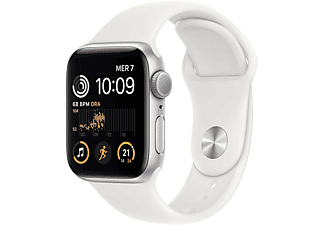 APPLE Watch SE GPS 40mm Cassa in alluminio color argento con Cinturino Sport Bianco - Regular (2ª Generazione)
