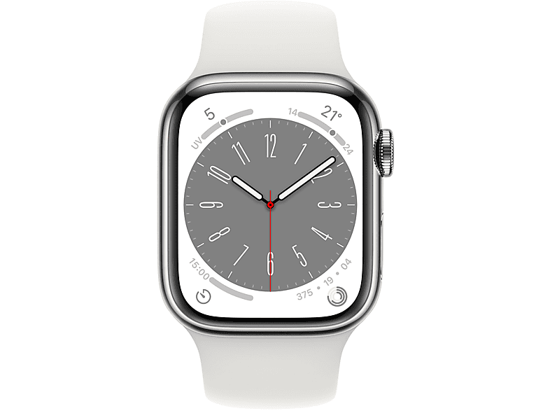 Apple Watch Series 8 GPS + Cellular 41mm Cassa in acciaio inossidabile color grafite con Cinturino Sport Mezzanotte - regular Smartwatch