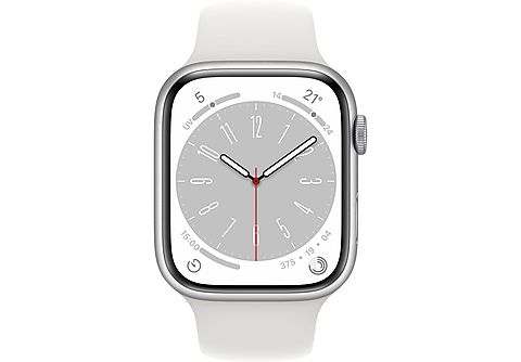 APPLE Watch Series 8 GPS + Cellular 45mm Cassa in alluminio color argento con Cinturino Sport Bianco - Regular