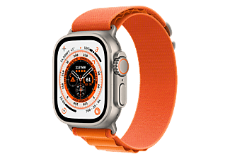 APPLE Watch Ultra GPS + Cellular 49 mm Boîtier en titane, Bracelet Boucle Alpine Orange L (MQFM3NF/A)