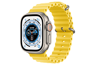 APPLE Watch Ultra GPS + Cellular 49 mm Boîtier en titane, Bracelet Océan Jaune (MNHG3NF/A)