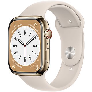 APPLE Watch Series 8 GPS + Cellular 45mm Cassa in acciaio inossidabile color oro con Cinturino Sport Galassia - Regular