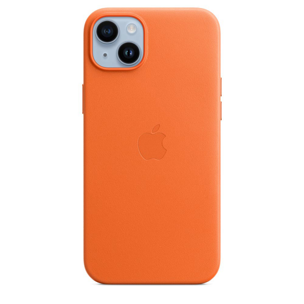 14 Case Plus, MagSafe, mit Orange Apple, APPLE Leder iPhone Backcover,