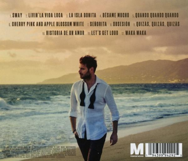 Albumcover mit Mann am Strand. Texte mit Songtiteln. Berge und Himmel im Hintergrund.
