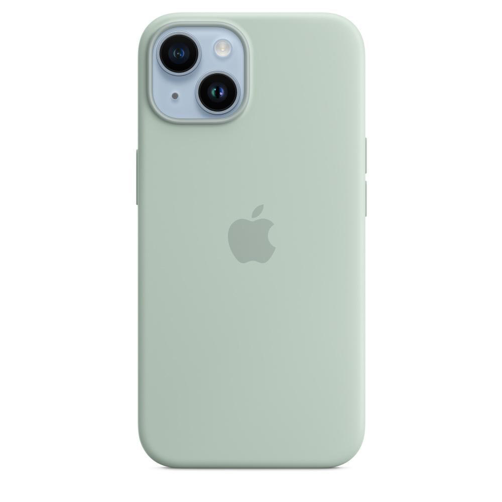APPLE Silikon Case mit MagSafe, iPhone 14, Apple, Agavengrün Backcover