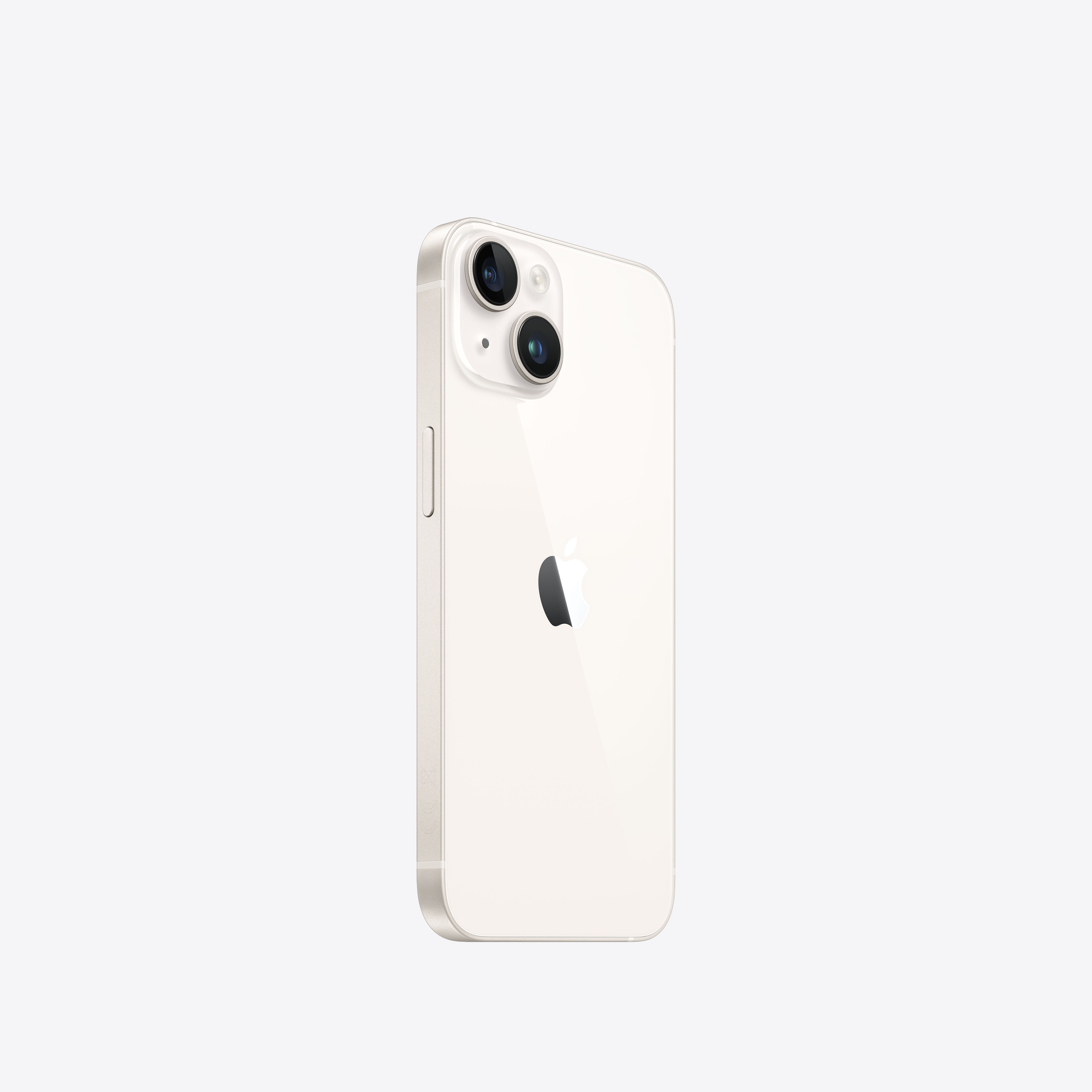 Weißes Telefon von hinten, zeigt die Kameras und das Apple-Logo.