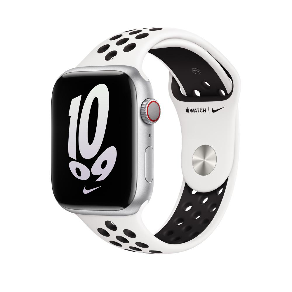 APPLE 45 mm Nike Sportarmband, Ersatzarmband, Summit White/Schwarz