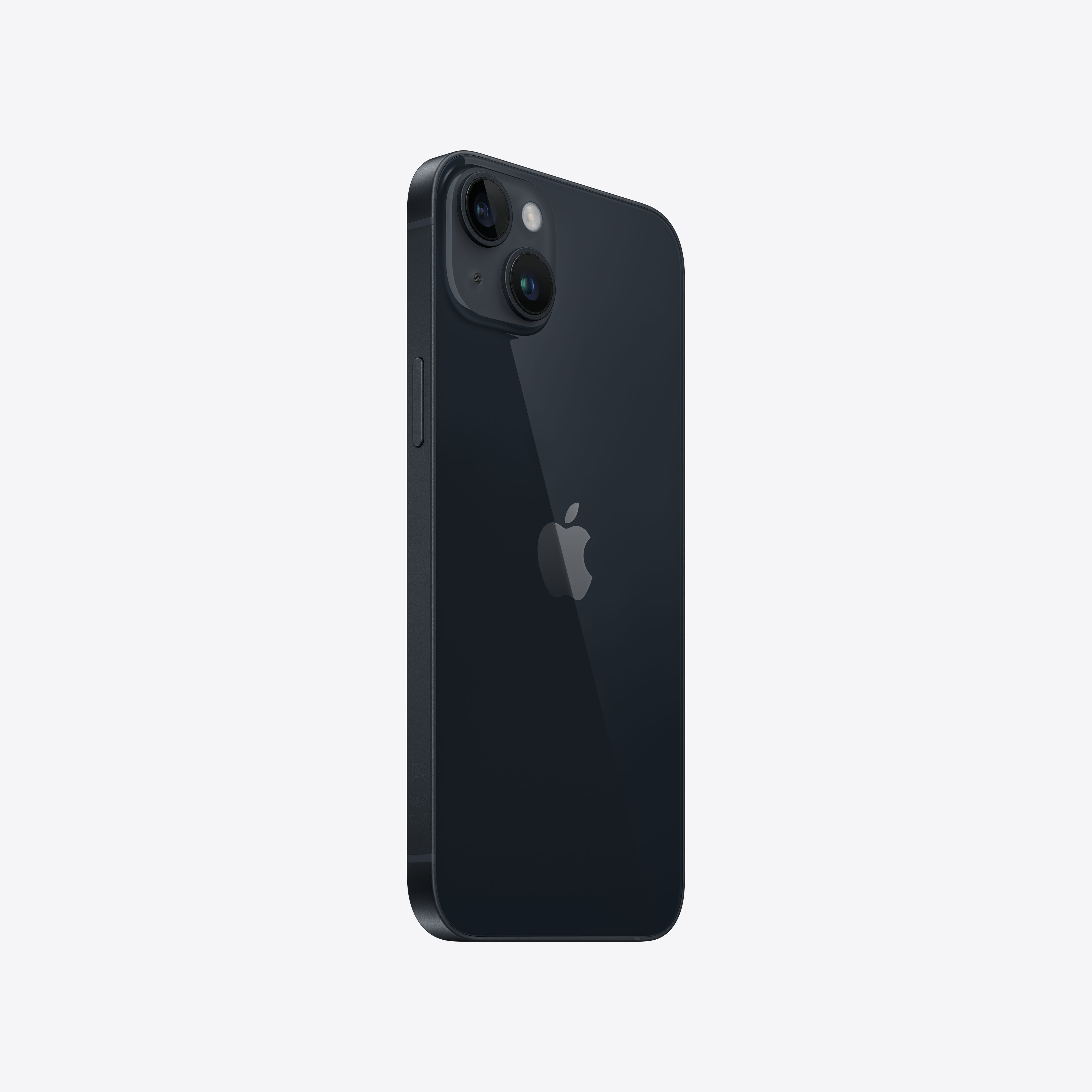 Ein dunkelblaues iPhone, von hinten gesehen, mit Apple-Logo und Kamera.