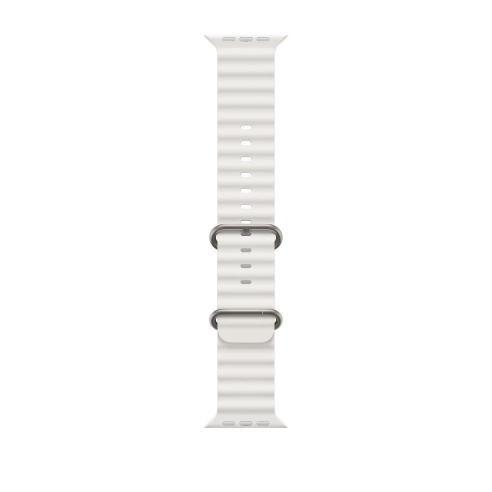 Weißes Apple Watch Armband mit strukturiertem Design. Das Armband auf weißem Hintergrund.