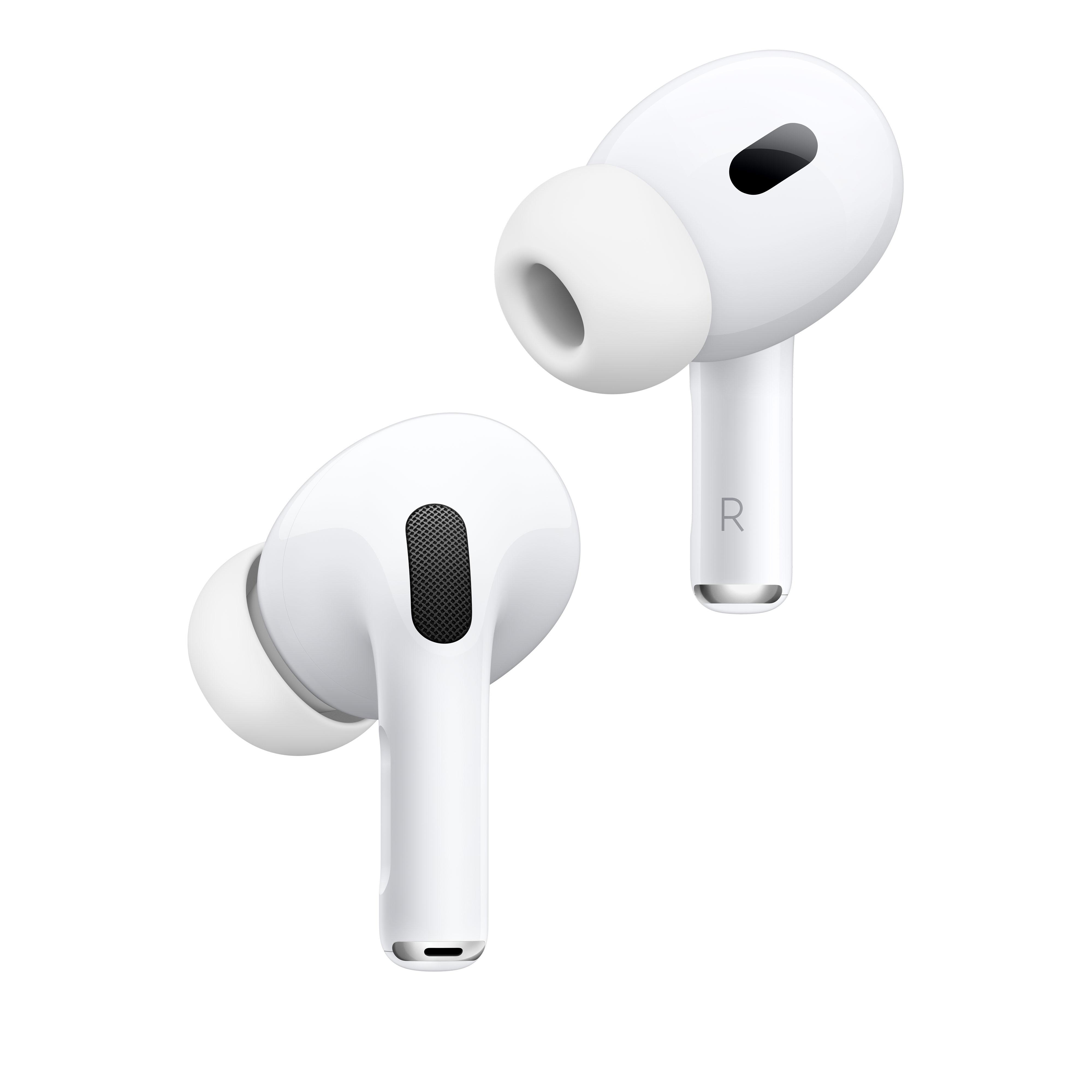 Weiße Apple AirPods Pro 2. Generation Ohrhörer.