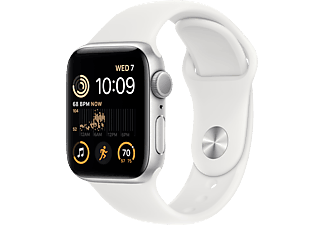 APPLE Watch SE (2. Generation, GPS) 40 mm - Smartwatch (Regular 130 - 200 mm, Fluorelastomer, Silver Aluminum/White)