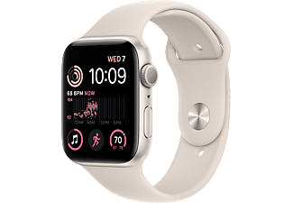 APPLE Watch SE (2. Generation, GPS) 44 mm - Smartwatch (Regular 140 - 210 mm, Fluorelastomer, Aluminum/Starlight)