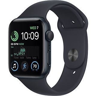 APPLE Watch SE (2a generazione, GPS) 44 mm - Smartwatch (Regular 140 - 210 mm, Fluoroelastomero, Midnight Aluminum/Midnight)