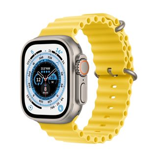 APPLE Watch Ultra (GPS + Cellular) 49 mm Smartwatch Titan Elastomer, 130 - 200 mm, Armband: Gelb, Gehäuse: Titan