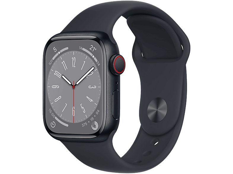 Apple Watch Series 8 (2022), GPS+CELL, 41 mm, Caja de aluminio, Vidrio delantero IonX, Correa