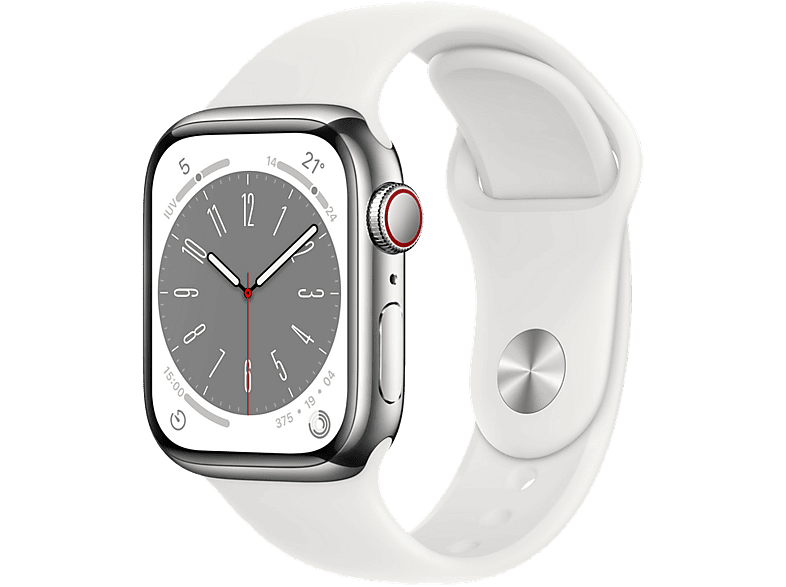 APPLE Watch Series 8 (2022), GPS+CELL, 41 mm, Caja de aluminio, Vidrio delantero IonX, Correa