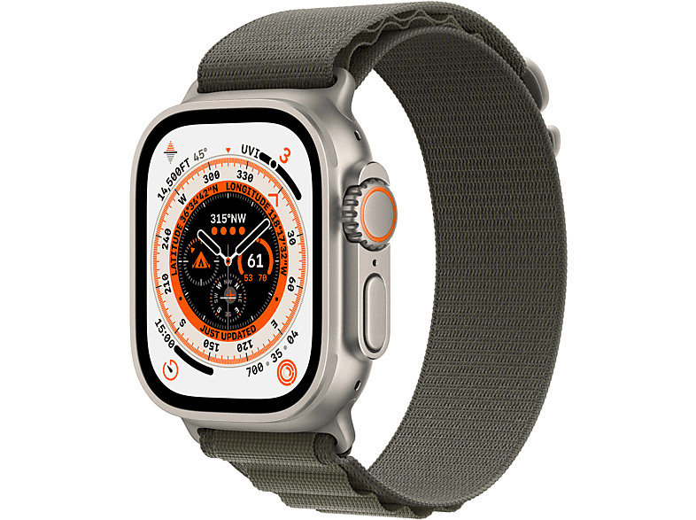 Apple Watch Ultra GPS + Cell 49mm Titangehäuse, Alpine Loop Grün Gr.S; Smartwatch