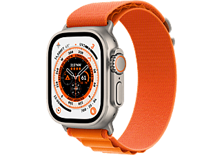 APPLE Watch Ultra (GPS + Cellular) 49 mm - Smartwatch (Medium 145 - 190 mm, Due strati di tessuto, Titanium/Orange)