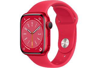APPLE Watch Series 8 (GPS) 41 mm - Smartwatch (Regular 130 - 200 mm, Fluoroelastomero, (PRODUCT)RED Aluminium/(PRODUCT)RED)