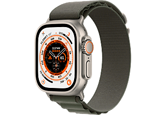 APPLE Watch Ultra (GPS + Cellular) 49 mm - Smartwatch (Large 165 - 210 mm, Zwei Gewebeschichten, Titanium/Green)