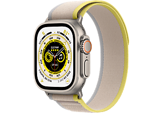 APPLE Watch Ultra (GPS + Cellular) 49 mm - Smartwatch (S/M 130 - 180 mm, Doppio strato di nylon, Titanium/Yellow/Beige)