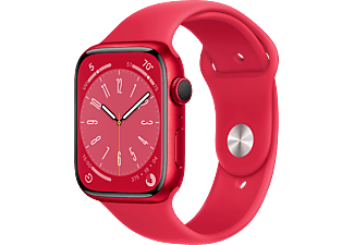 APPLE Watch Series 8 (GPS) 45 mm - Smartwatch (Regular 140 - 220 mm, Fluoroelastomero, (PRODUCT)RED Aluminium/(PRODUCT)RED)