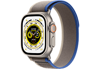 APPLE Watch Ultra (GPS + Cellular) 49 mm - Smartwatch (M/L 145 - 220 mm, Doppio strato di nylon, Titanium/Blue/Gray)
