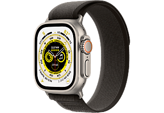 APPLE Watch Ultra (GPS + Cellular) 49 mm - Smartwatch (S/M 130 - 180 mm, Doppellagigen Nylon-Maschengewebe, Titanium/Black/Gray)