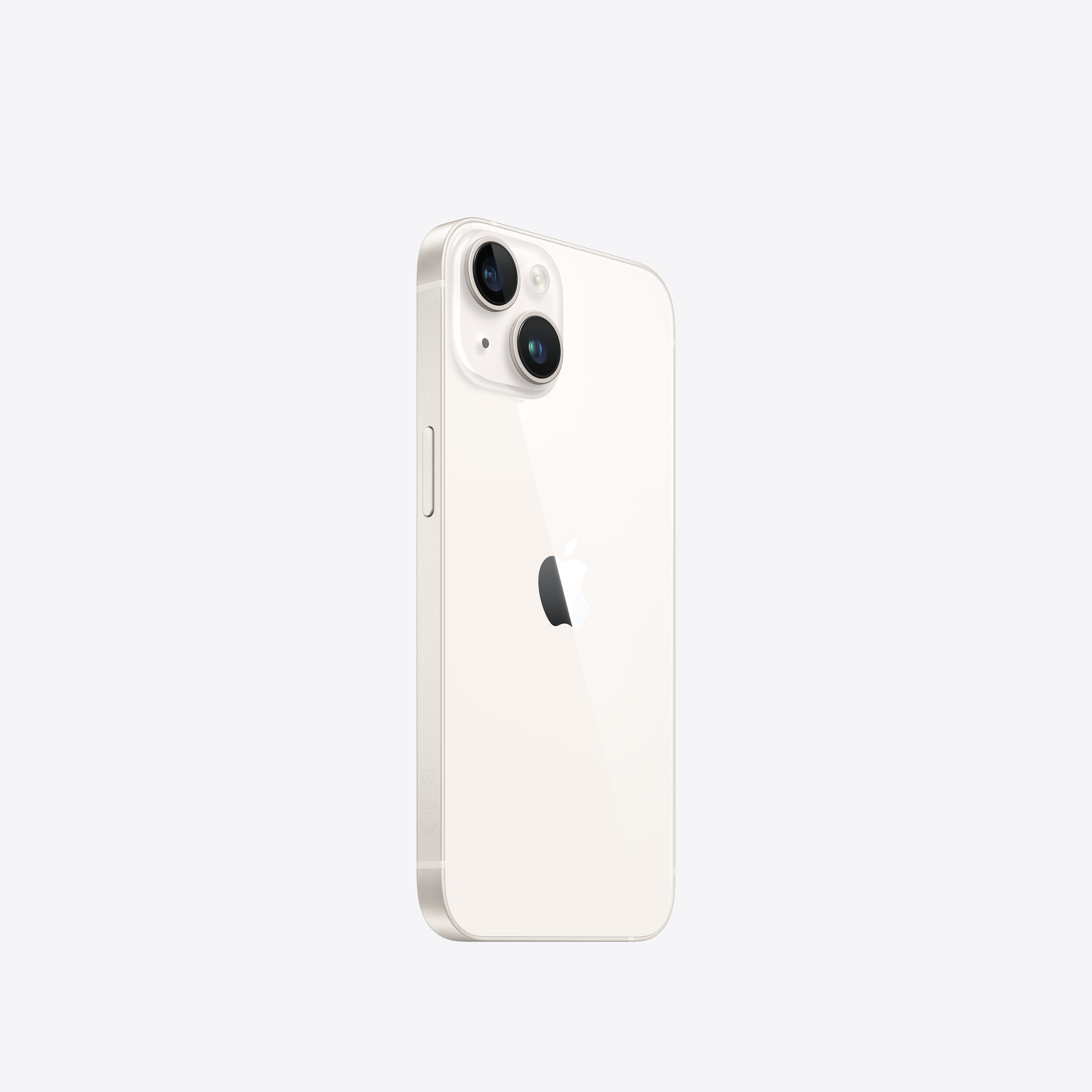 Beyaz bir iPhone. Telefonun arkası, kamerayı ve Apple logosunu gösteriyor.