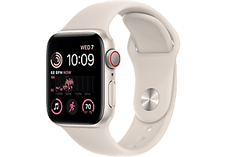 APPLE Watch SE (2. Generation, GPS + Cellular) 40 mm - Smartwatch (Regular 130 - 200 mm, Fluorelastomer, Aluminum/Starlight)