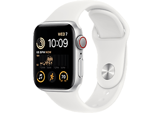 APPLE Watch SE (2a generazione, GPS + Cellular) 40 mm - Smartwatch (Regular 130 - 200 mm, Fluoroelastomero, Silver Aluminum/White)