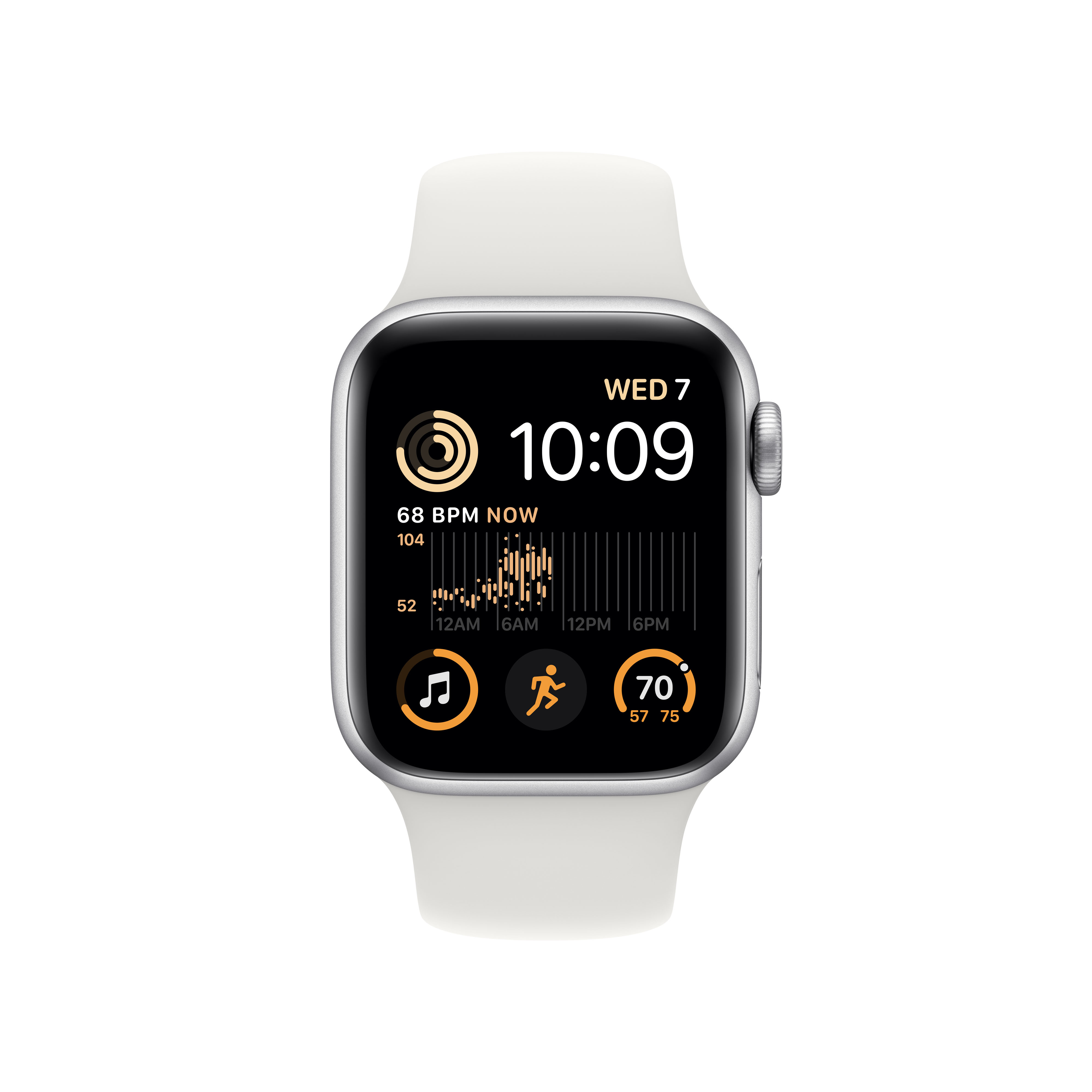 APPLE Watch SE (2. Generation, GPS + Cellular) 40 mm - Smartwatch (Regular 130 - 200 mm, Fluorelastomer, Silver Aluminum/White)