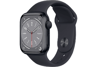 APPLE Watch Series 8 (GPS) 41 mm - Smartwatch (Regular 130 - 200 mm, Fluorelastomer, Midnight Aluminum/Midnight)