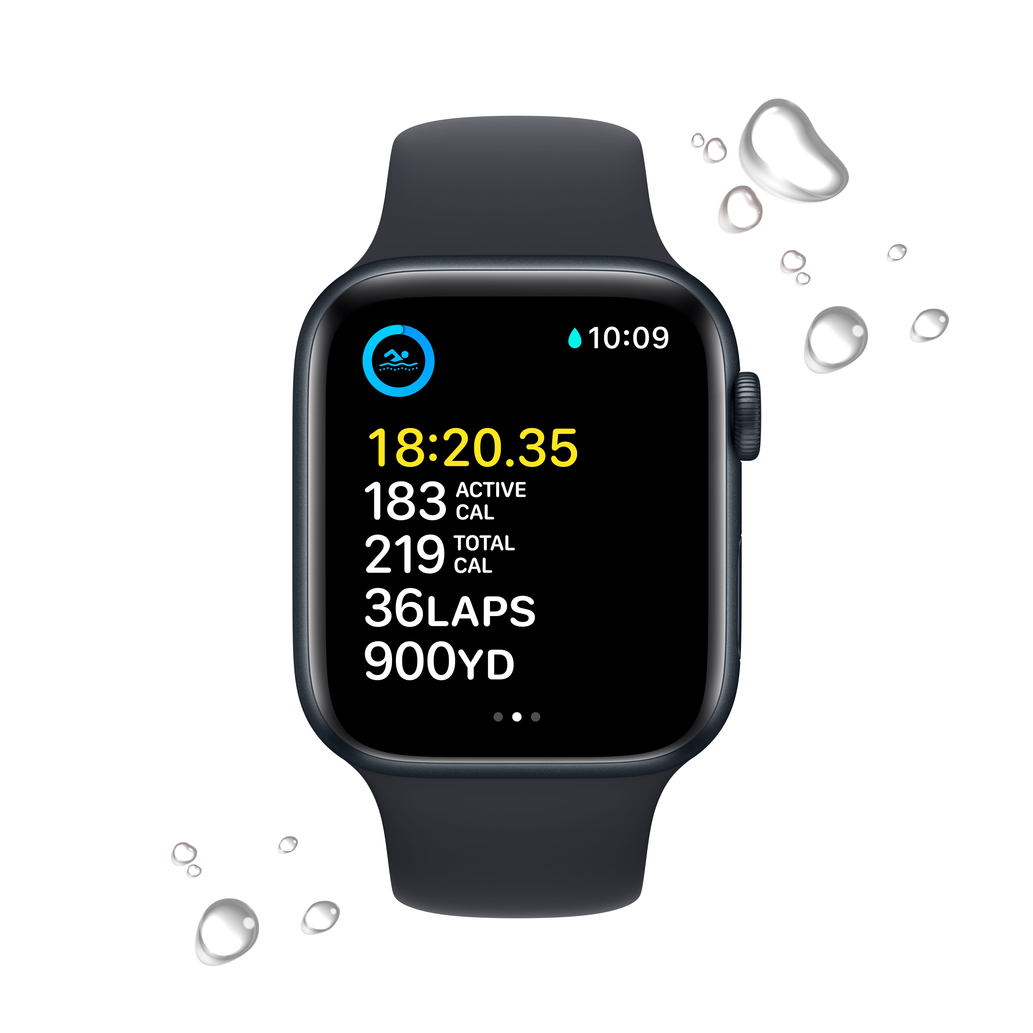 APPLE Watch SE (2. Generation, GPS + Cellular) 44 mm - Smartwatch (Regular 140 - 210 mm, Fluorelastomer, Midnight Aluminum/Midnight)