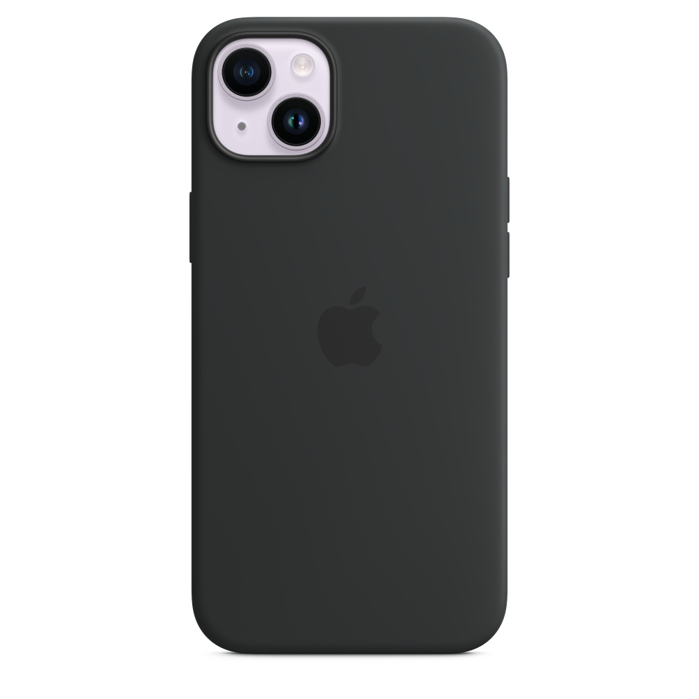 Schwarze iPhone-Hülle mit Apple-Logo und Kamera.