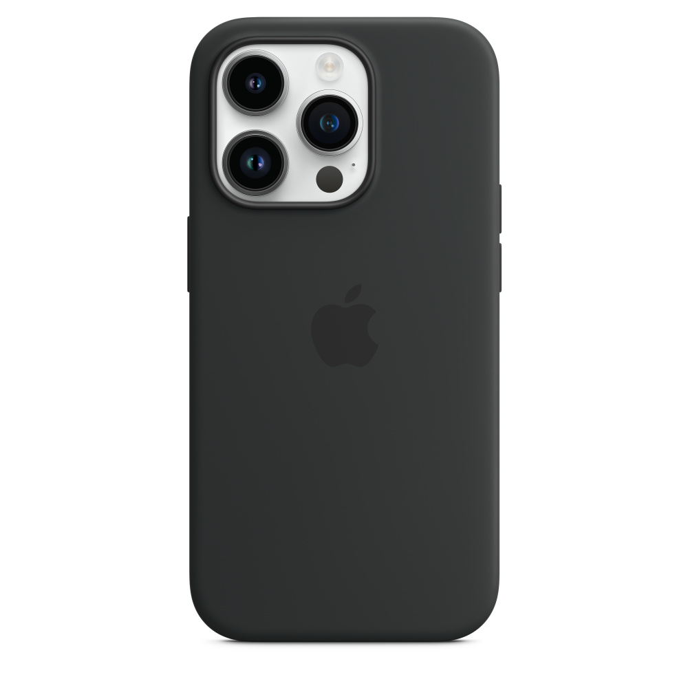 Schwarze Handyhülle mit Apple-Logo und Kameraausschnitt.