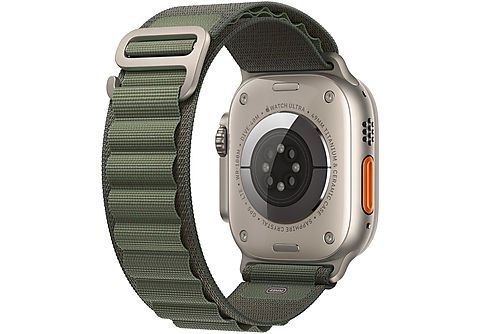 APPLE Watch Ultra (2022), GPS + Cellular, 49 mm, Caja de titanio, Cristal de zafiro, Correa Loop Alpine en Talla S de color Verde