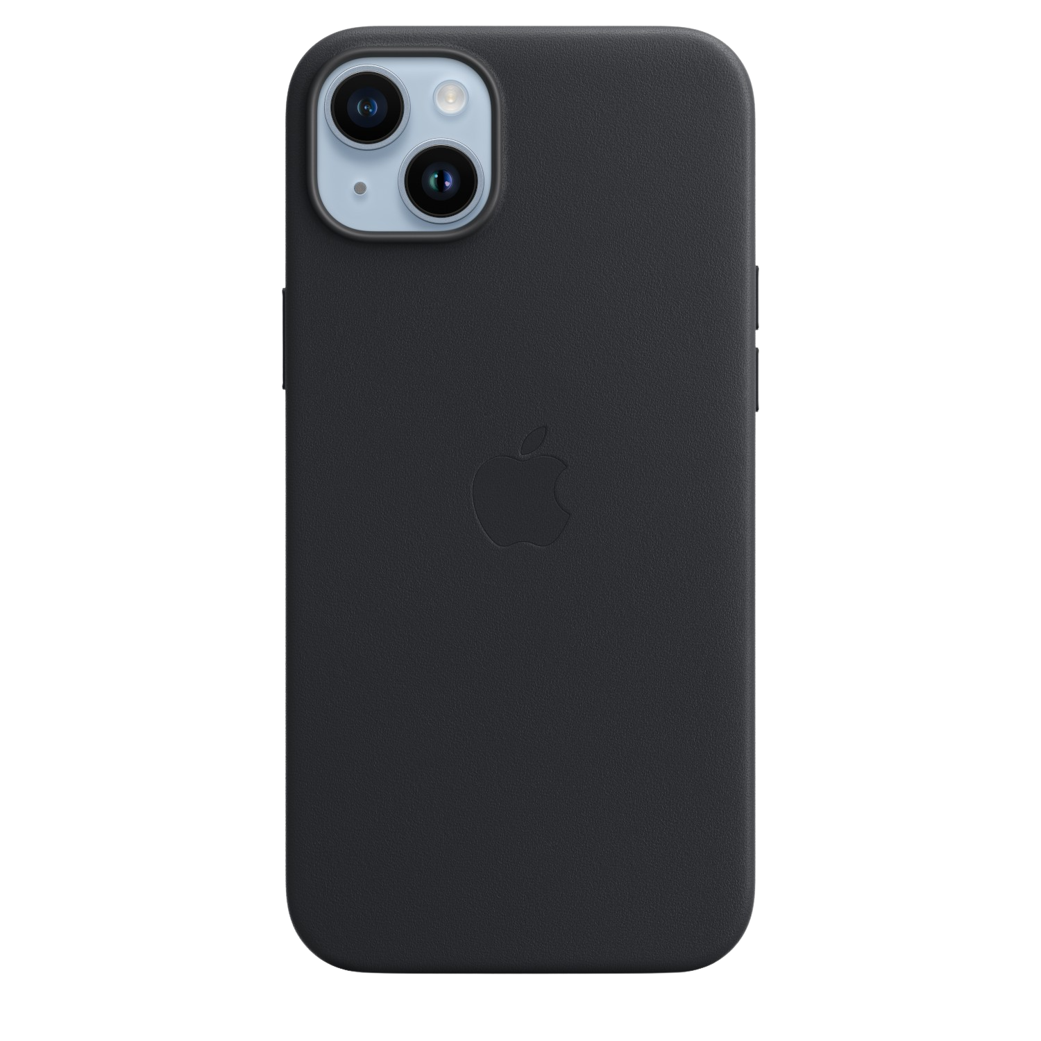 Zwarte iPhone-hoes met cameralenzen en Apple-logo.