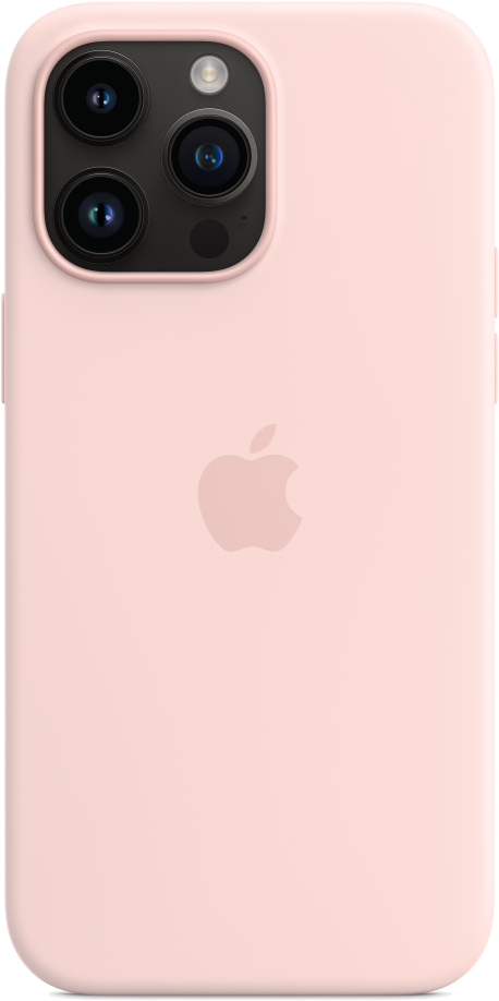 Rózsaszín telefontok, hátulról. Az Apple logó látható. A tok a telefon hátulját takarja.