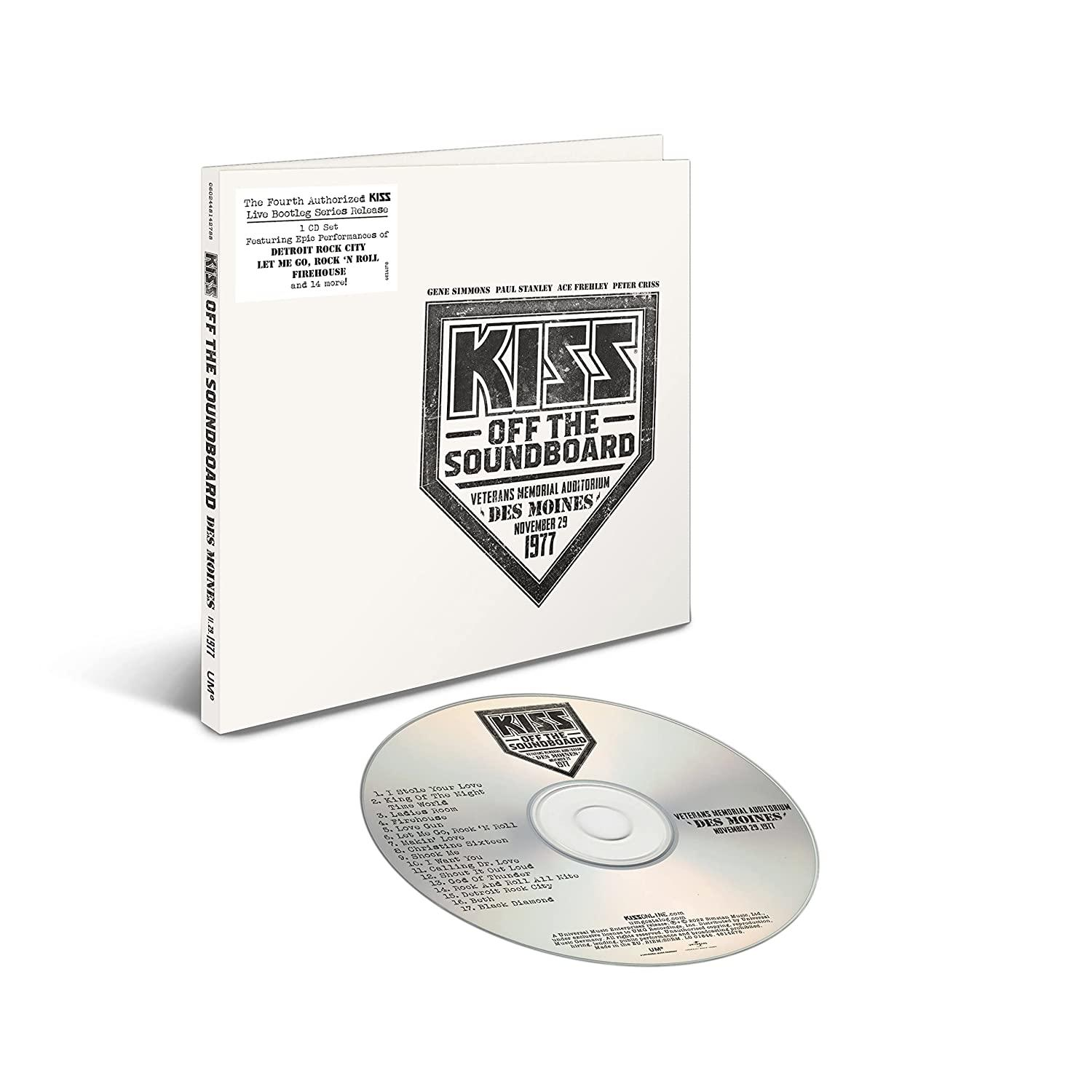 KISS Off The Soundboard CD mit einem Buch. CD-Cover mit Bandlogo.